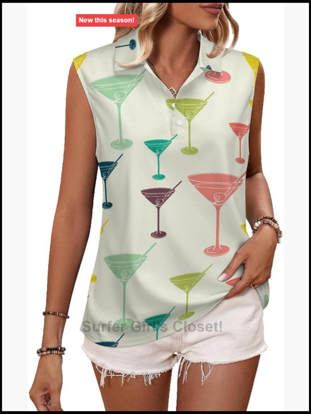 Women's Sleeveless V-Neck Golf Tank Top Quick-Dry Breathable Athletic